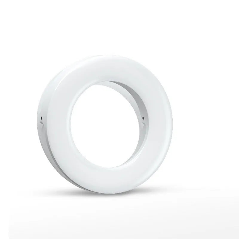 Compact black LED ring light for mobile phone photography with USB charging cable
