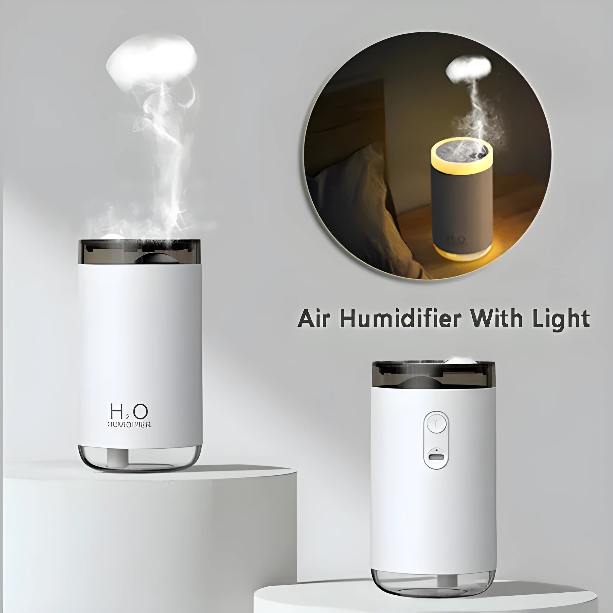 Jellyfish shaped humidifier with USB cable and coloured illumination