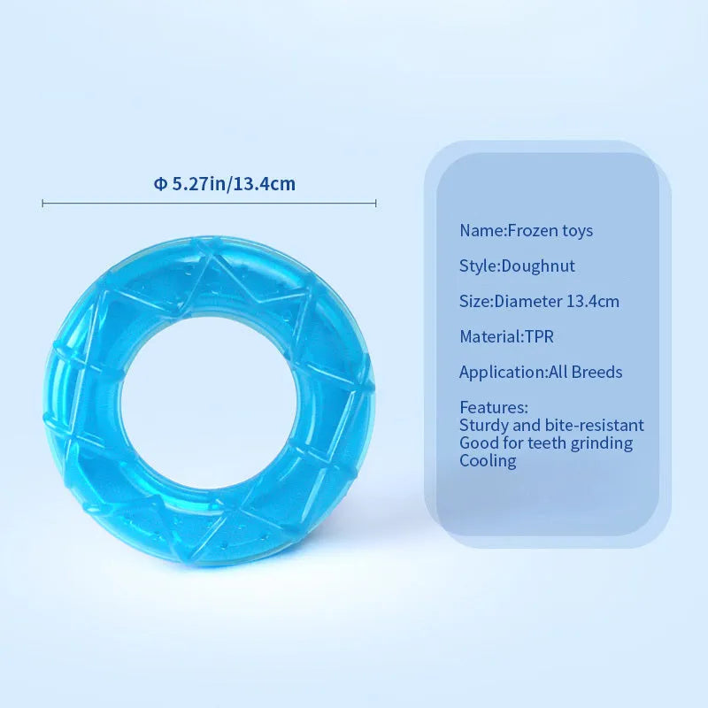 Summer ice cold dog cooling toy set with pacifier, popsicle, and ring shapes in assorted colours