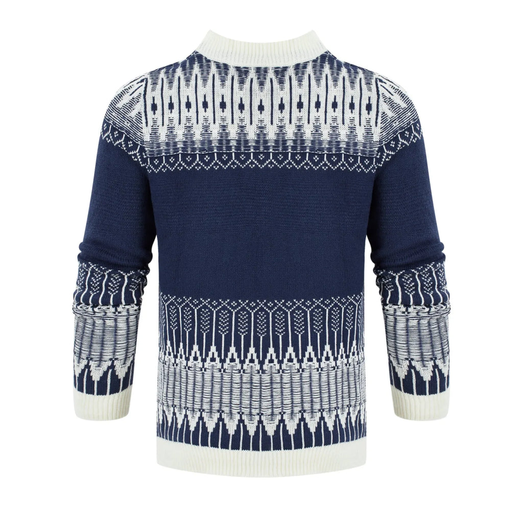 Men's acrylic knitted long-sleeve pullover sweater in three style variations