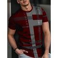 Men's loose fit short sleeve T-shirt with a striped 3D digital print design in a casual style.