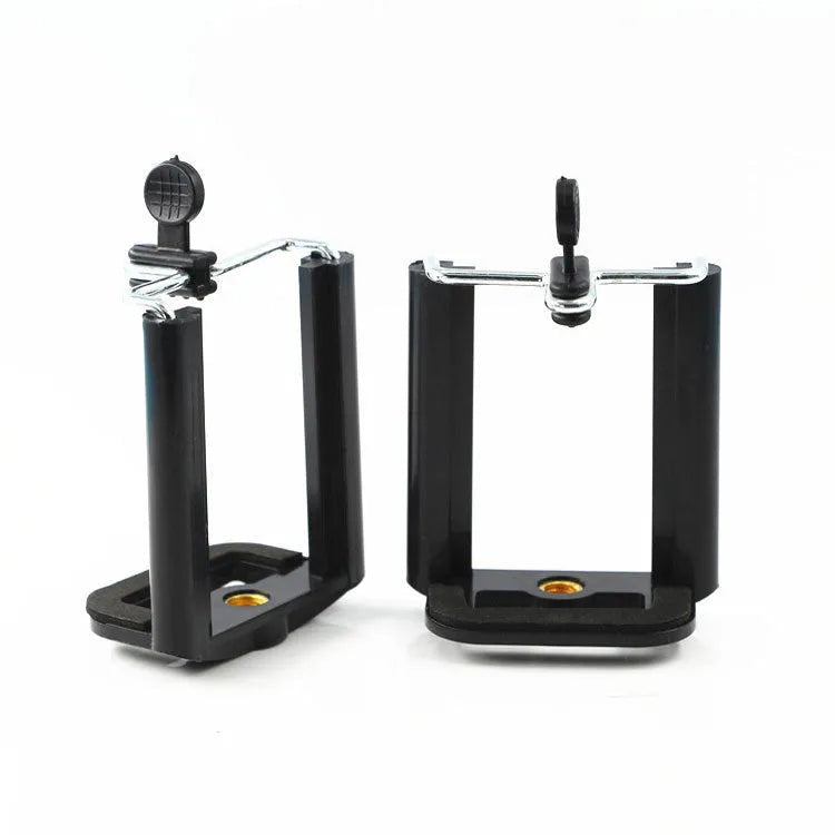 Black plastic universal mobile phone holder with U clip mounting bracket