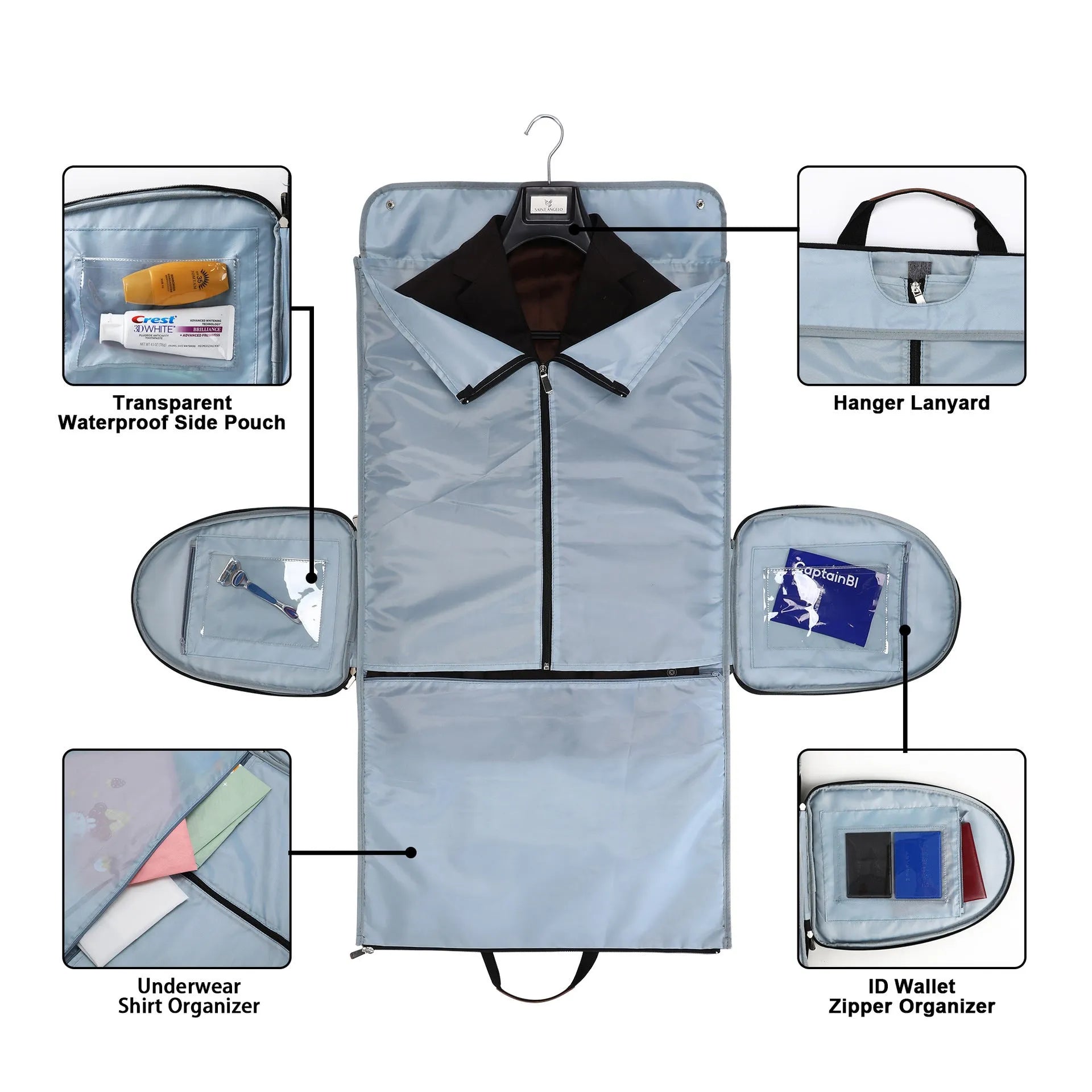 Folding Oxford cloth travel and workout duffel bag in dark blue, grey, or black colours