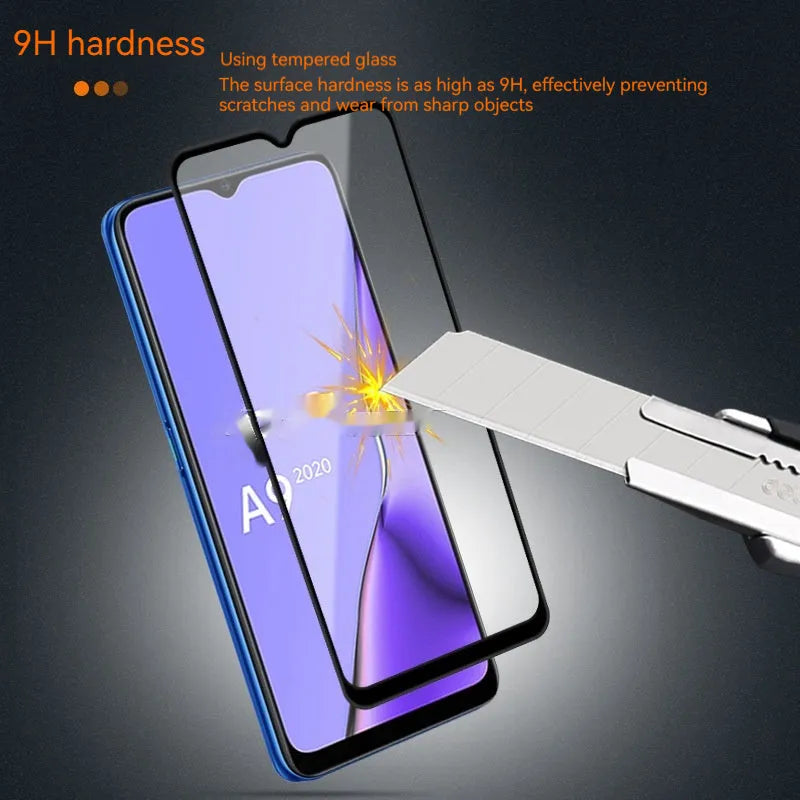 Full screen tempered glass screen protector for OPPO A9 2020 in black