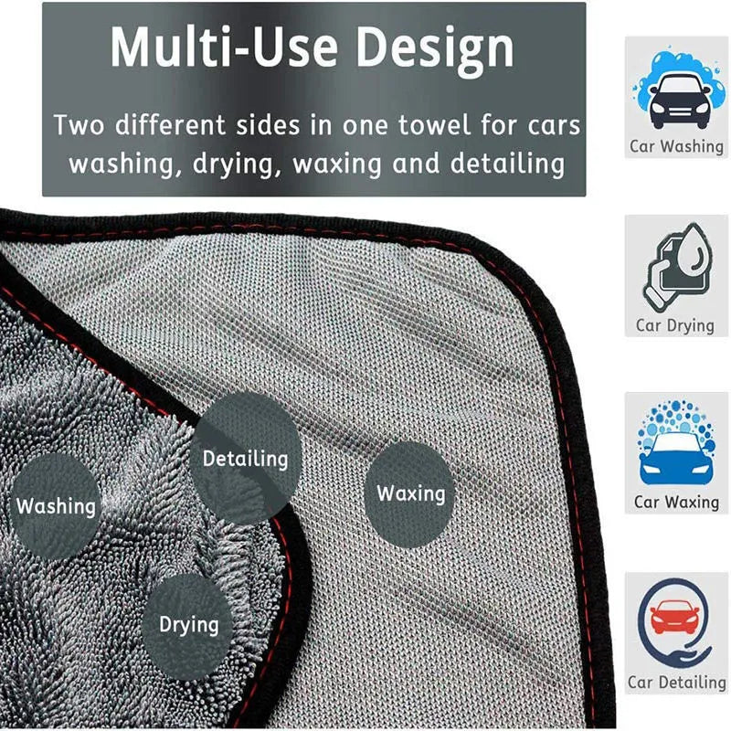 Grey square microfiber car wash towel measuring 40x40cm for drying vehicles