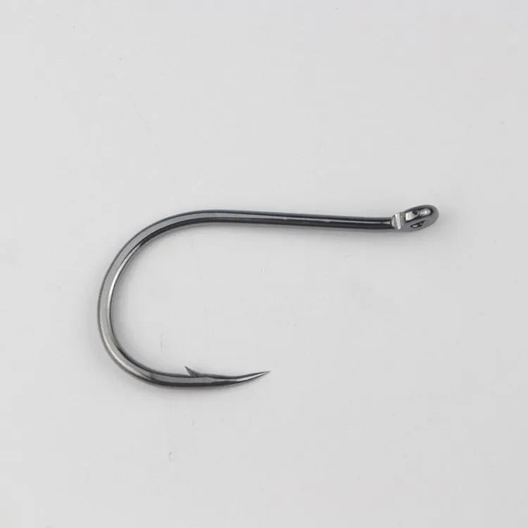 Bulk alloy carbon steel barbed crooked mouth fishing hooks with ring eye for sea rock fishing
