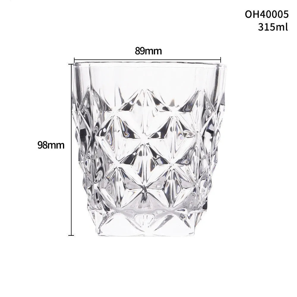 Whiskey shot glass with thick bottom in crystal glass showing 301-400ml capacity
