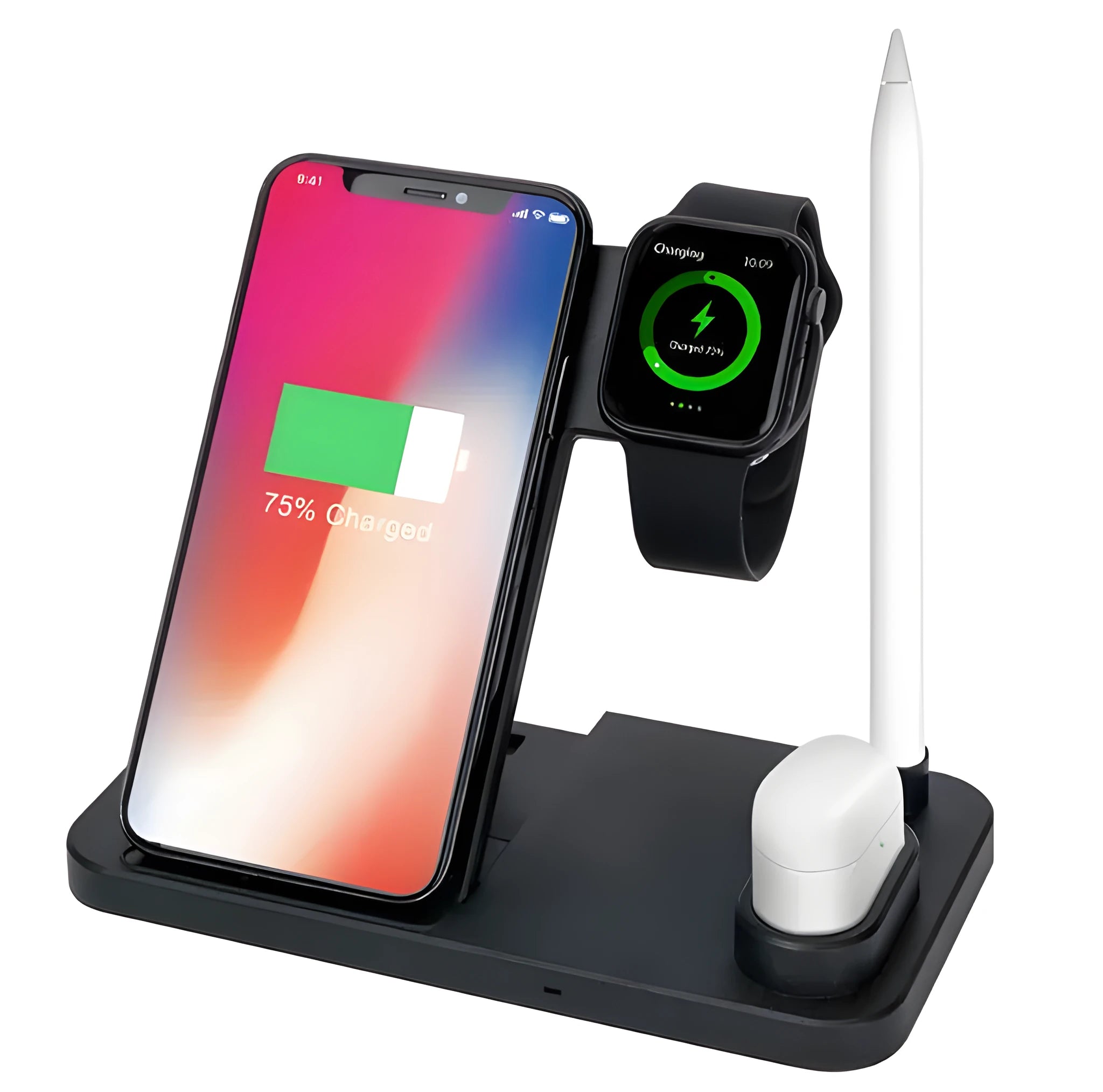 4-in-1 wireless charging station with adjustable magnetic stand for phone and Apple Watch