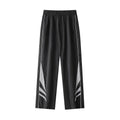 Men's black straight leg casual trousers with elastic waist for summer wear