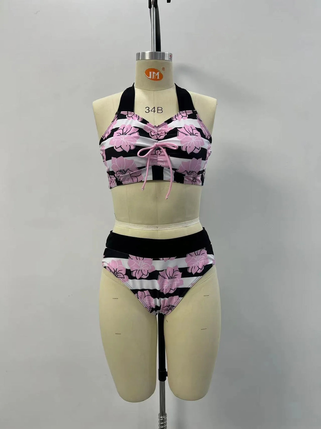 Women's black belly-covered slimming split bikini for swimming and water sports, sizes S to 2XL