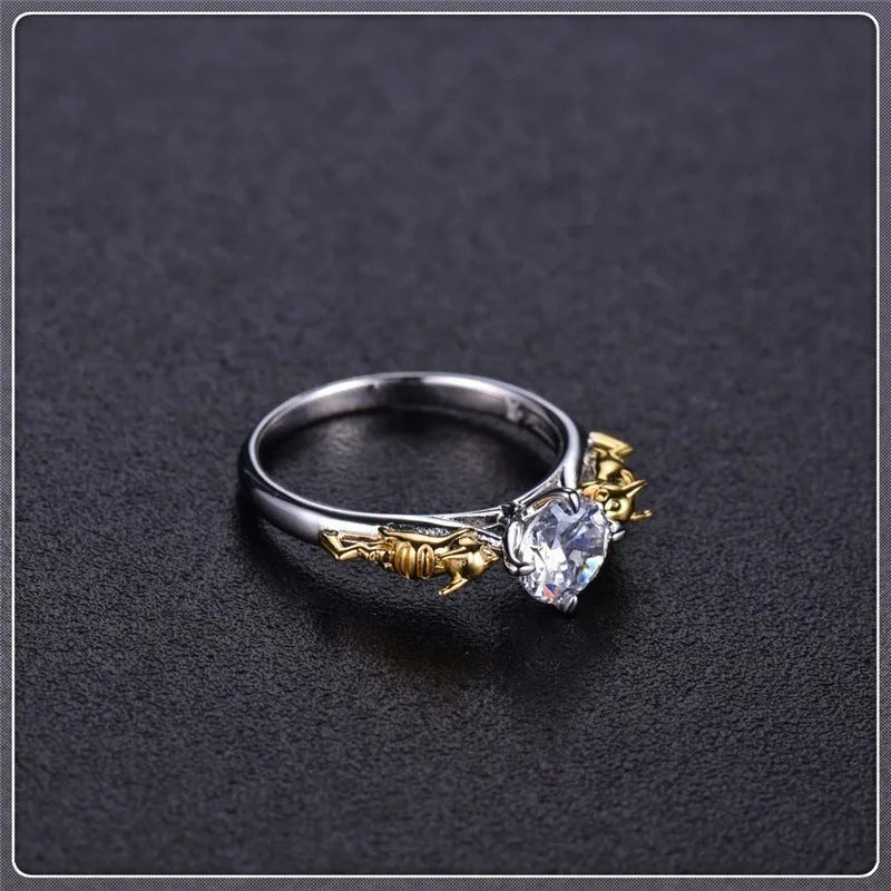 Copper crystal crown ring in black gold colour showing crown modelling design