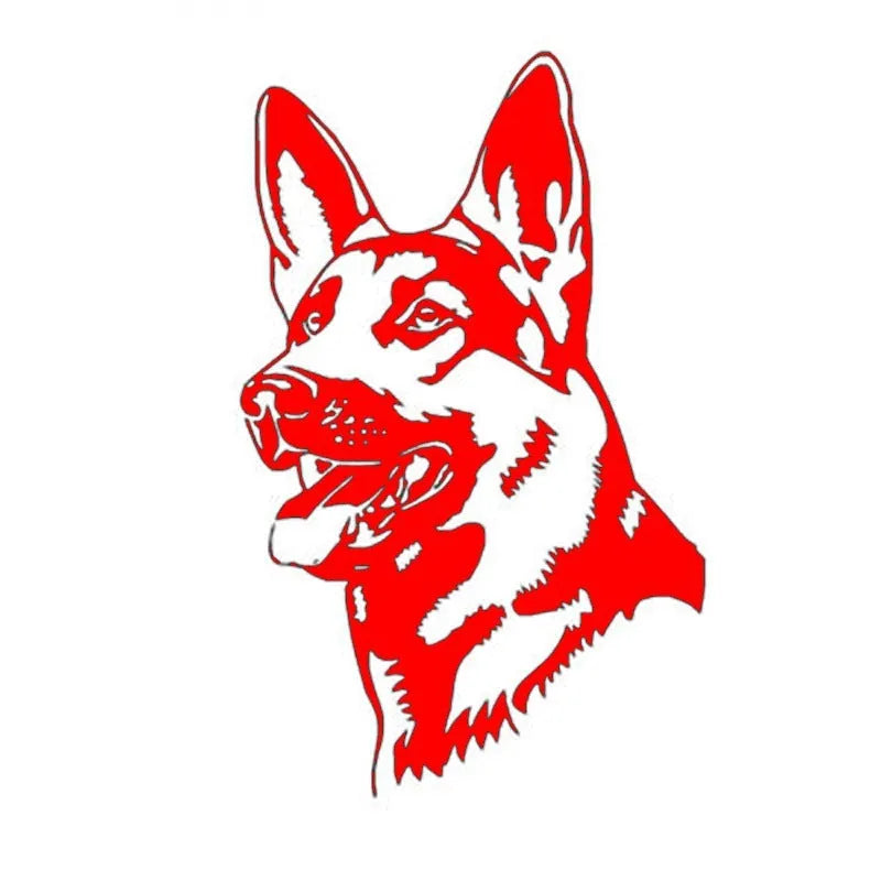 Reflective Alsace Shepherd dog bumper sticker measuring 13x8cm