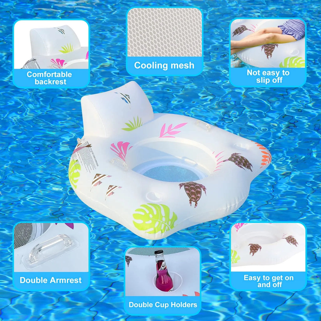 White U-shaped inflatable float with luminous elements for water seating