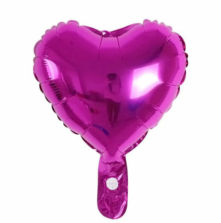 Aluminium foil peach heart balloons in metallic colours with sparkling finish