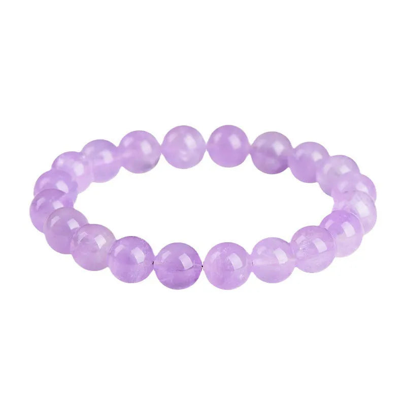 Lavender amethyst round bead bracelet with water ripple pattern geometric design