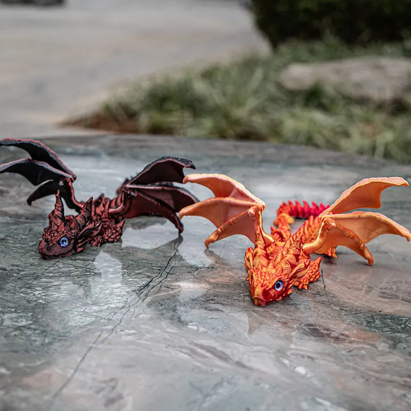 Red and gold Print Flying Dragon Wings decoration toy made from PLA plastic.