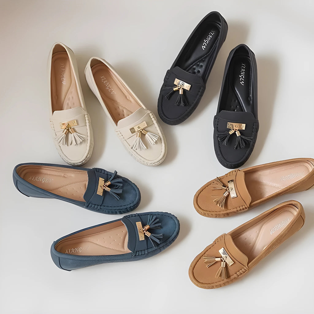 Flat heel height increasing insole nude casual work shoes for women, beige, round toe, artificial PU upper