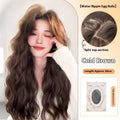 Female full-head wig with natural long curly hair and side bangs in high temperature fibre, Brown Black colour