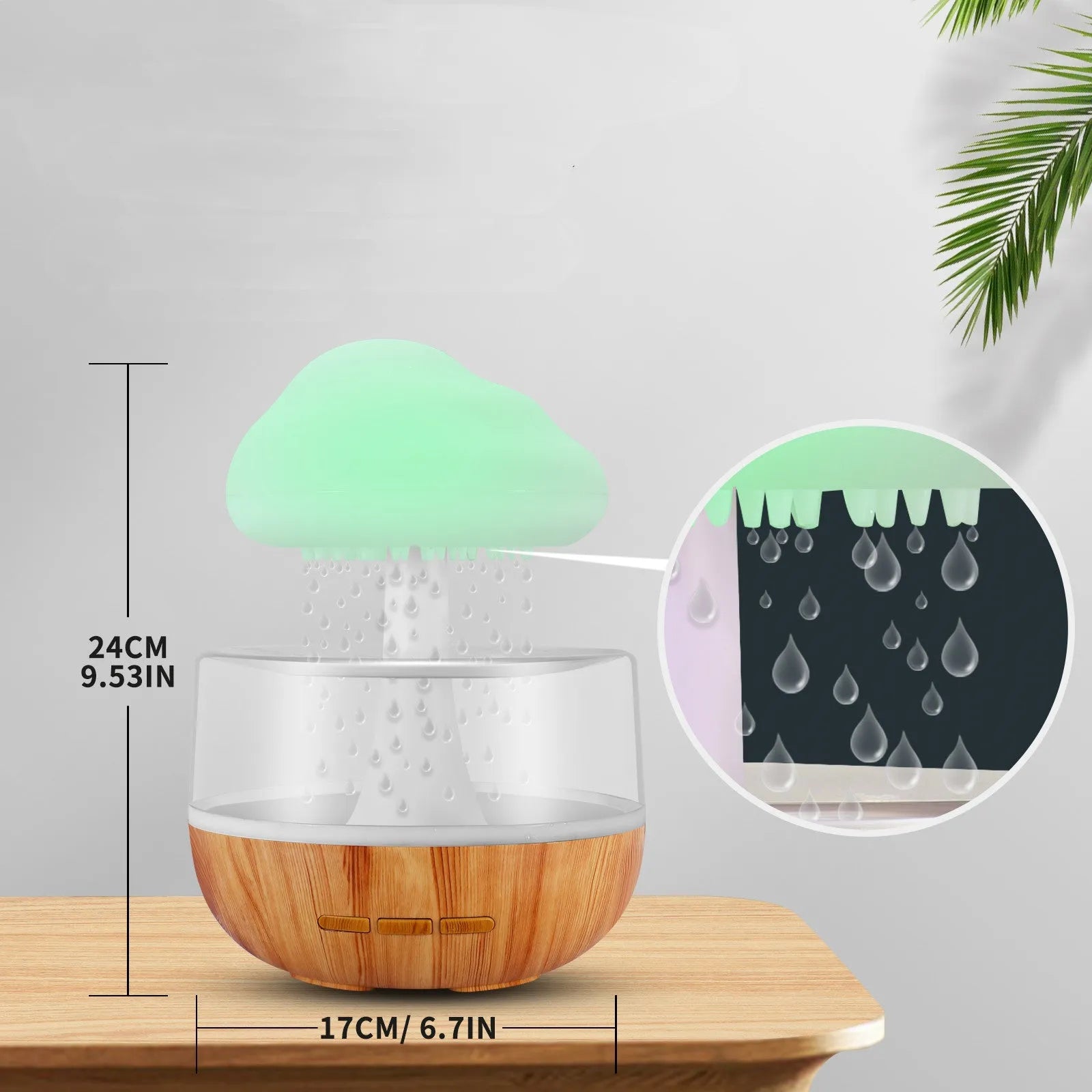 White USB micro humidifier and aromatherapy diffuser with colourful night light on.