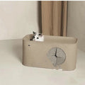 Foldable felt cat nest in khaki on a flat surface, 52x26x26cm size option