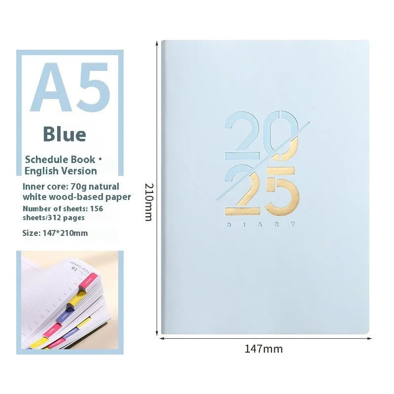 A5 faux leather daily planner notebook showing multiple colour options