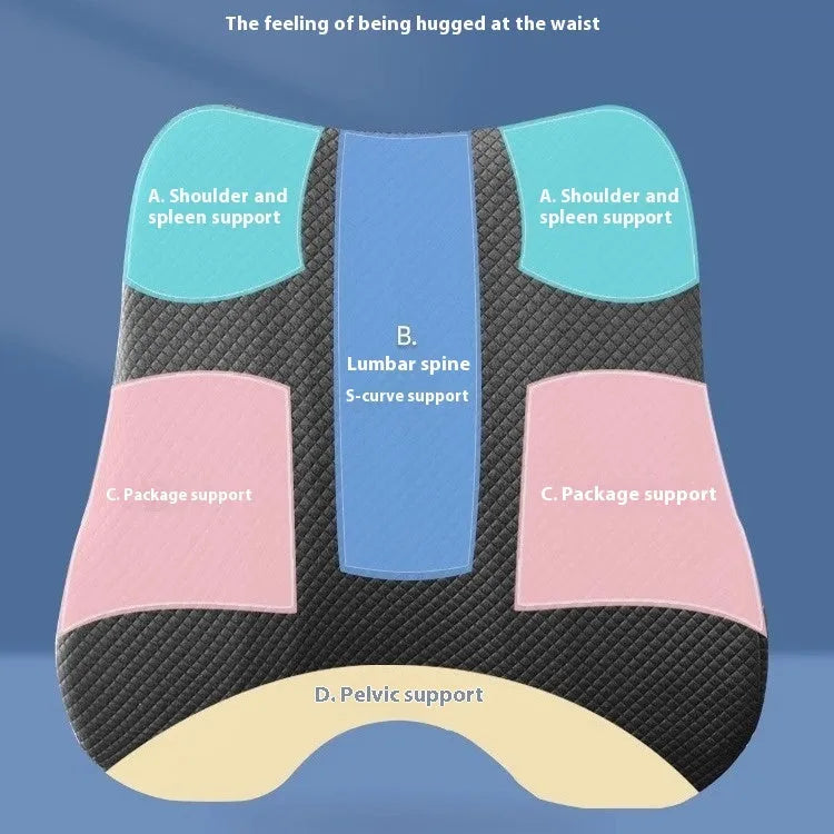 Grey rectangular lumbar support cushion for office chair, dimensions 40x40x8cm