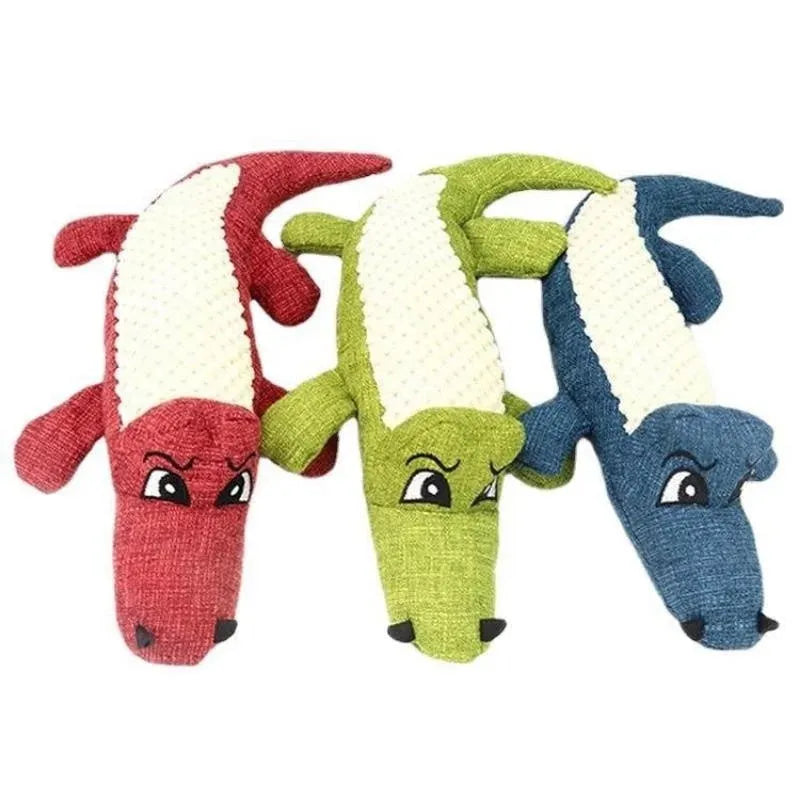 Blue, green, and red pet plush toys with corn grid texture for cats and dogs