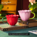 Ceramic breakfast cup with flower patterns showing 500ml capacity and pastoral style design