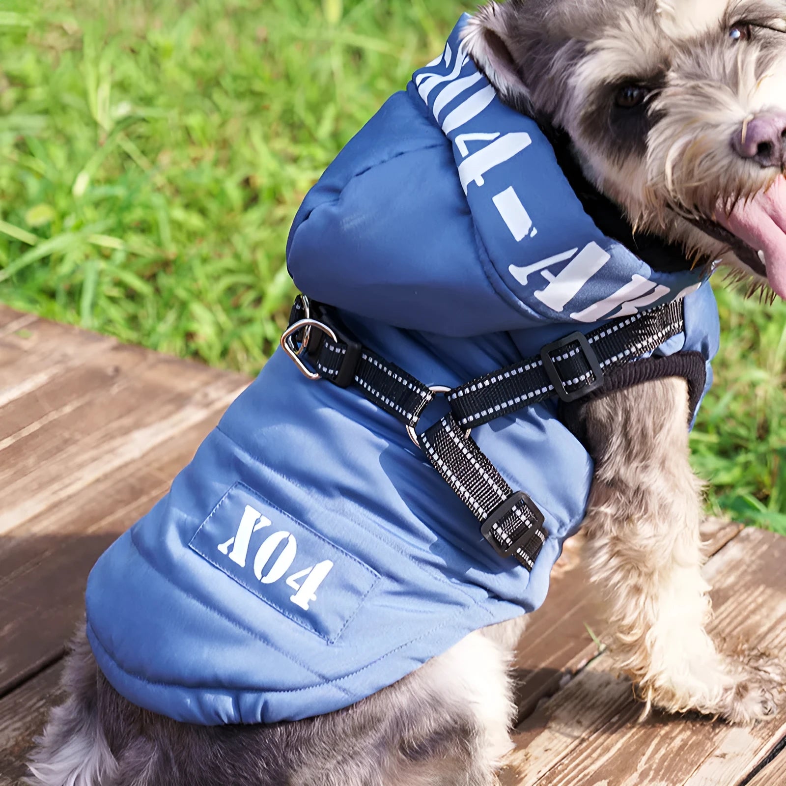 Winter dog clothes fleece-lined thickened waterproof jacket hooded in red for small to large dogs