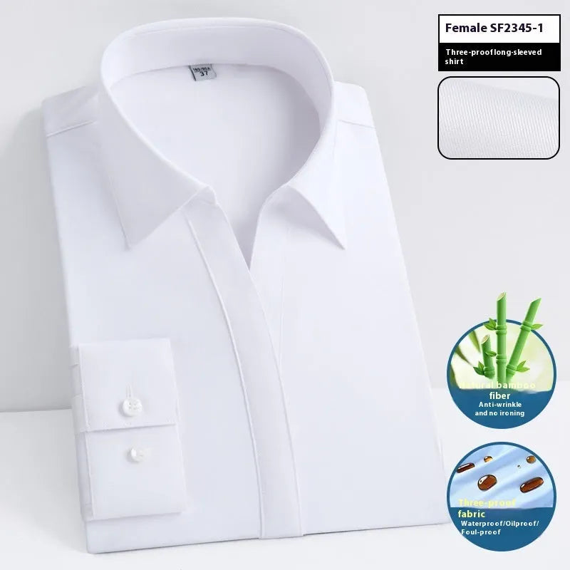 Men's slim fit bamboo fibre business shirt with square collar in waterproof stain resistant fabric
