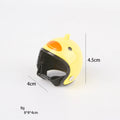 Adjustable hard plastic chicken helmet with sponge lining, elastic bands, and colourful options for small birds and poultry.