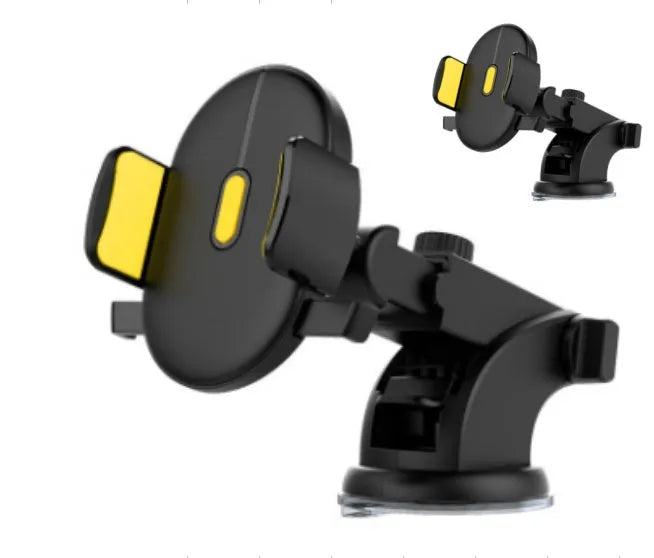 Yellow and black telescopic car phone holder with suction cup mount extended