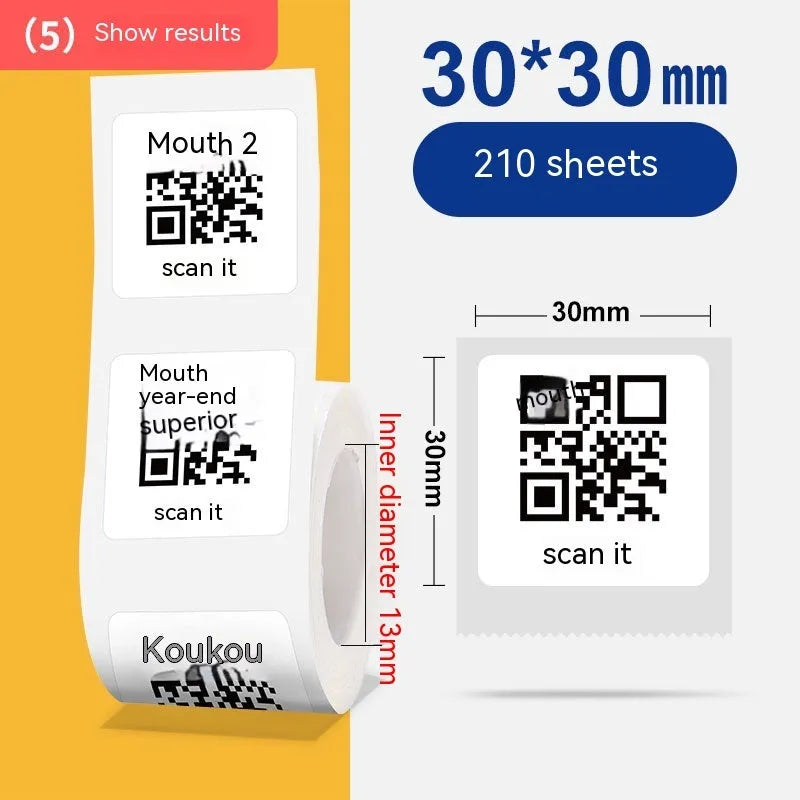 Roll of white 40x40mm four-proof thermal synthetic paper adhesive labels for retail pricing.
