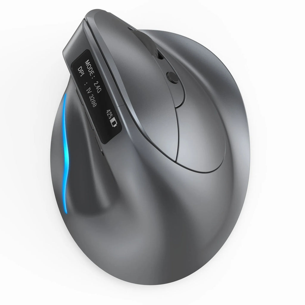 Gray self-charging Bluetooth dual-mode vertical mouse for laptop