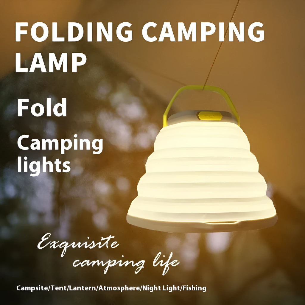 White rechargeable camping lamp with large battery for outdoor tent lighting