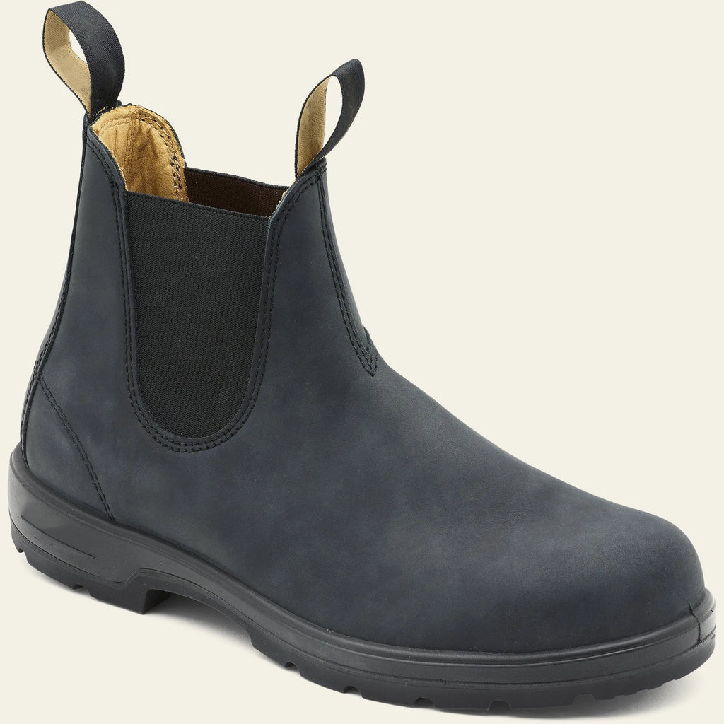 Vintage brown genuine leather unisex Chelsea boots with a chunky sole and frosted finish.