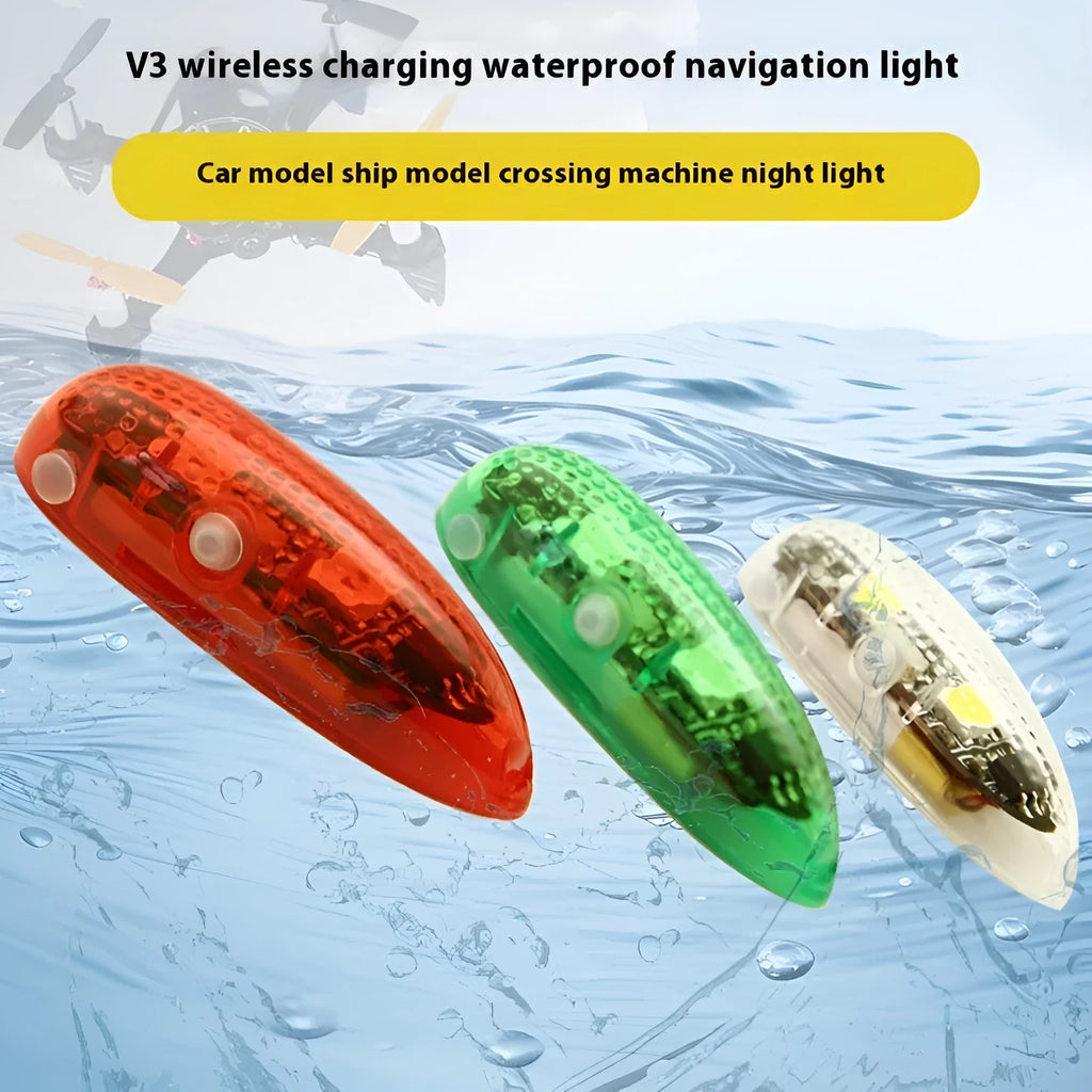 V3 wireless charging waterproof navigation lights for RC models in green red white options