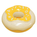 TPR donut dog chew toy with textured surface in pink, yellow, or chocolate colours
