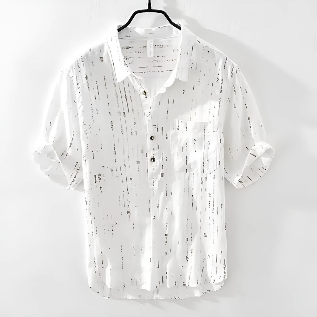 Men's black loose fit lapel collar polo shirt for summer casual wear