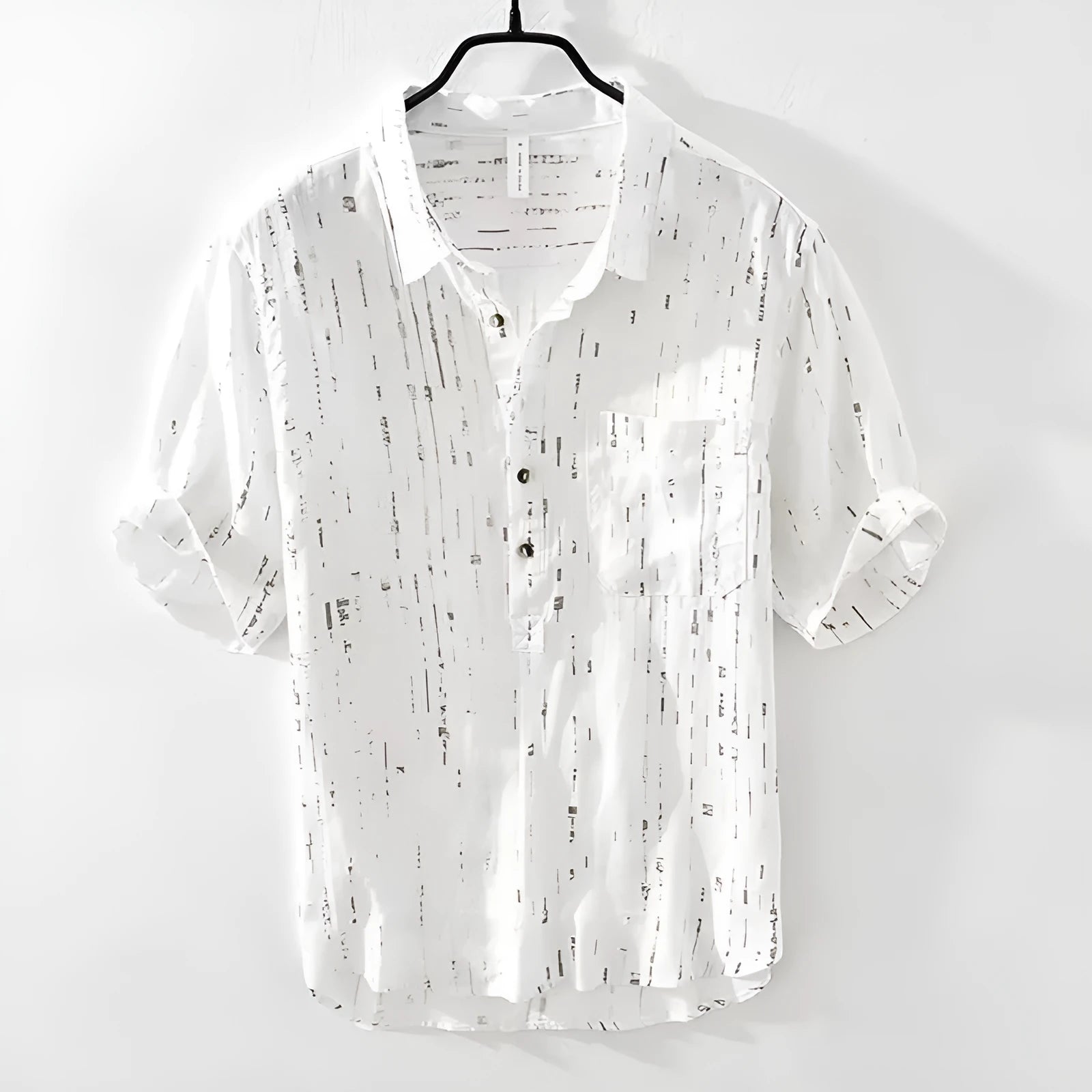 Men's black loose fit lapel collar polo shirt for summer casual wear