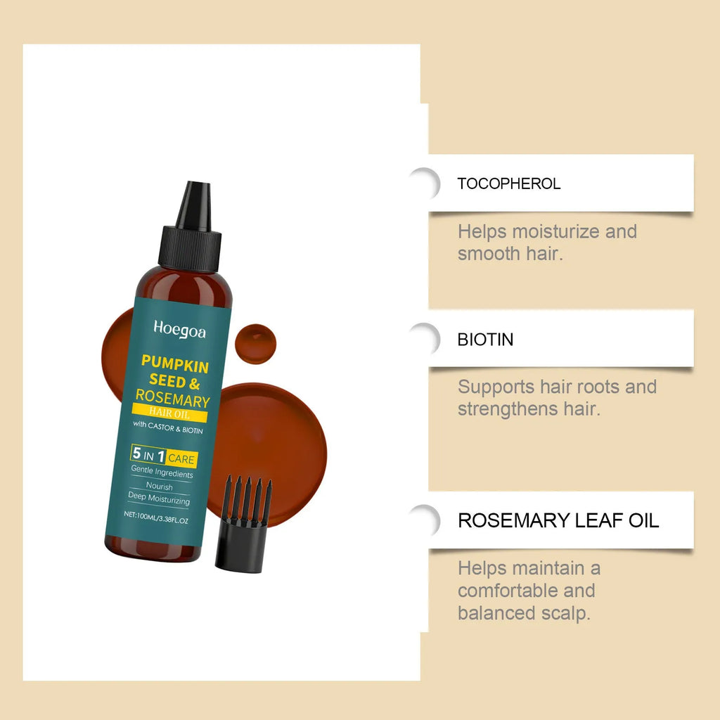 Rosemary hair care essential oil kit showing 100ml bottle, pointed applicator tip, and hair comb