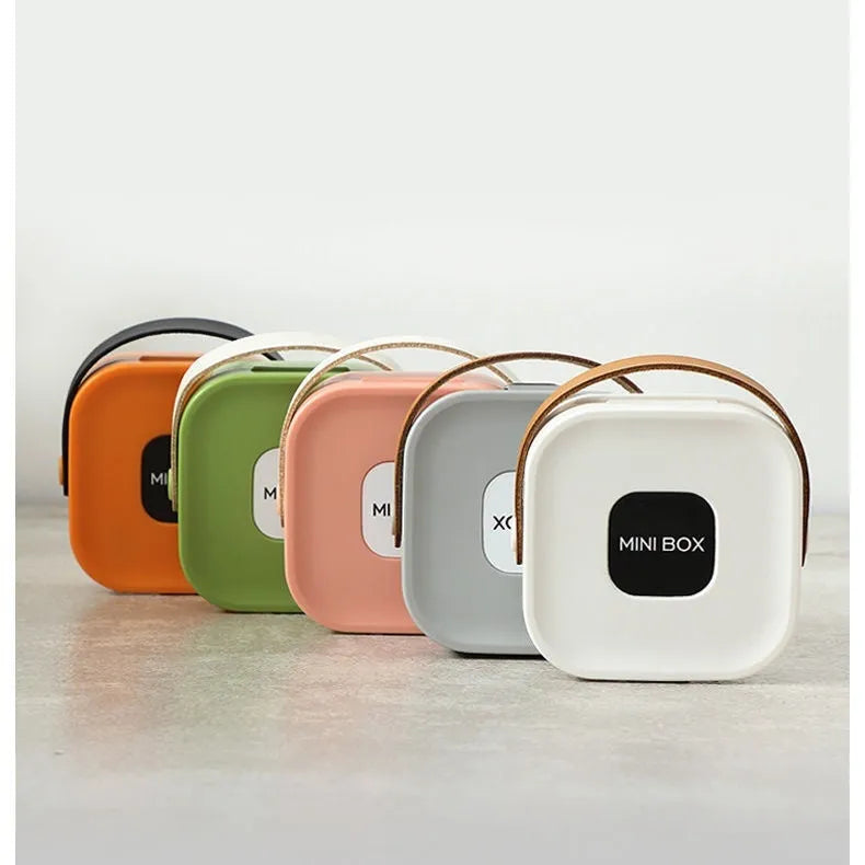 Medium polypropylene cable storage organiser box in Nordic white with covered design for headphones and data cables