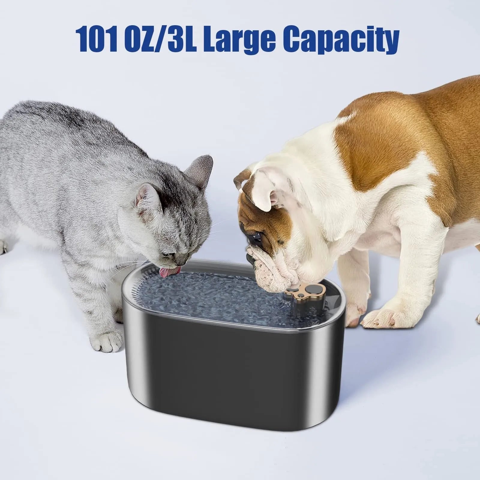Berlin blue pet water fountain with 3L capacity and quiet pump for cats and dogs