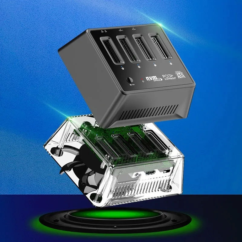 Aluminium M2 dual protocol SSD base with dimensions 90mm by 78mm by 34mm