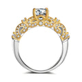 Four-claw inlay simulation diamond ring white copper gold-plated artificial gemstone US sizes 5-10 white gold colour