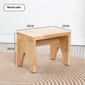 Distressed wooden stool with bracket structure legs in rustic finish