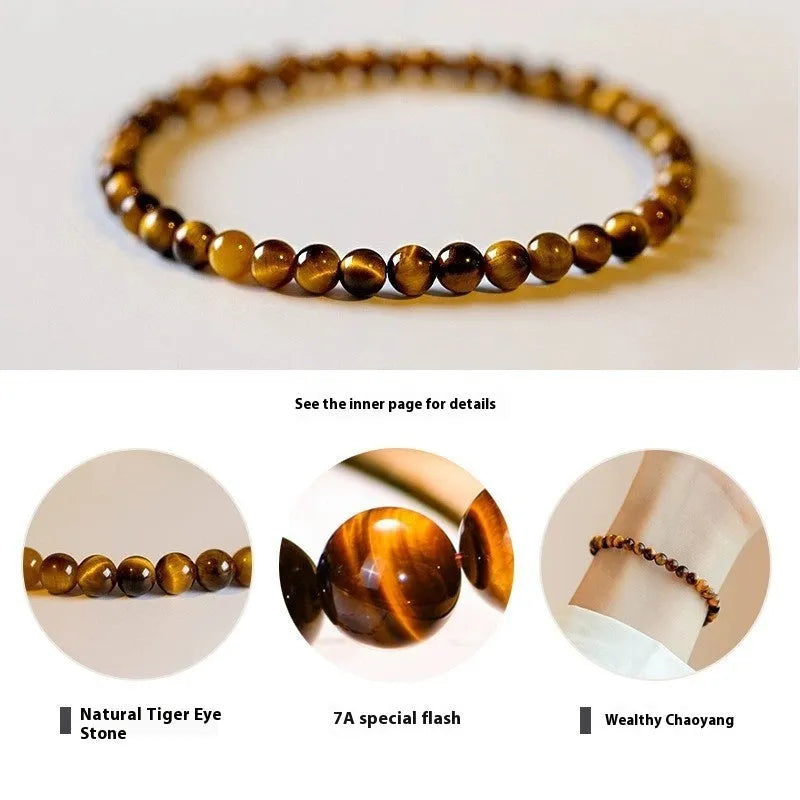Geometric tigereye bracelet in New Chinese style with round beads