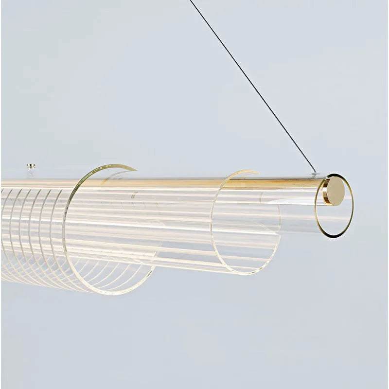 Modern glass pendant lamp with iron body for restaurant and bar lighting in three lengths