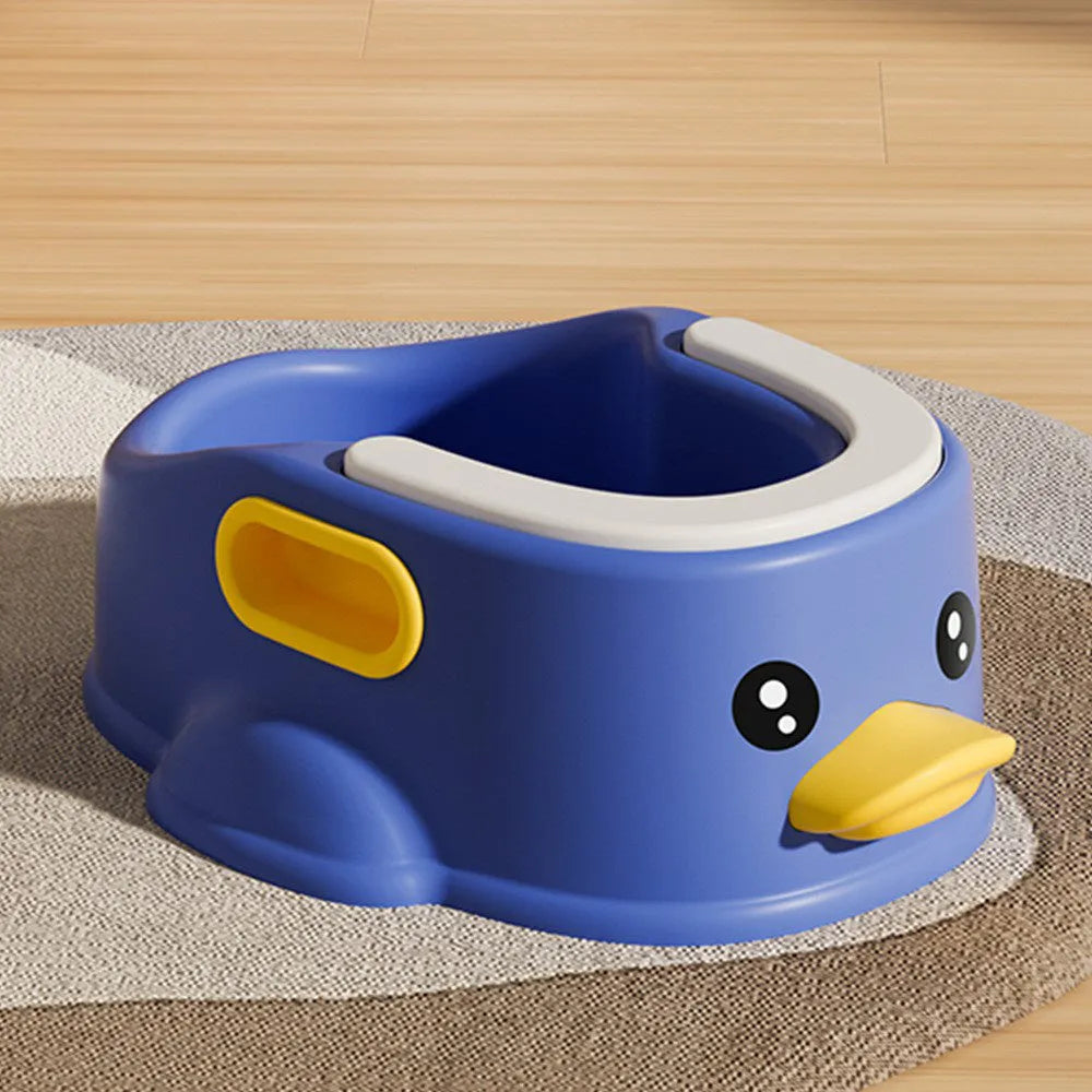 Blue duck-shaped PVC bathtub for washing a small dog or cat.