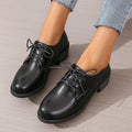 Black women's work shoes with chunky heel and soft sole for professional wear